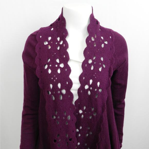 Sleeping On Snow Felted Wool Cardigan Sz S Jewel Tone Purple Open Front - Picture 8 of 8